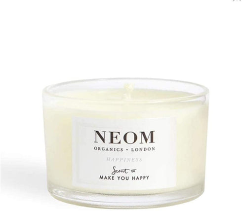 NEOM- Happiness Scented Candle, Travel Size | Essential Oil Aromatherapy Candle | Neroli, Mimosa & Lemon | Scent to Make You Happy