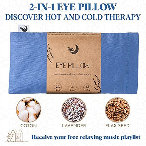 Lavender Eye Pillow 2-in-1 - Eye Pillow for Sleeping - Microwaveable Weighted Eye Pillow - Meditation and Relaxation Gift - with Flaxseed & Lavender Seeds - Stress Relief Anxiety and Migraine Relief