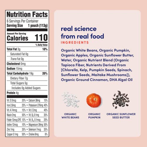 Cerebelly Organic White Bean Pumpkin Apple Sunflower Seed Baby Food, 4 OZ
