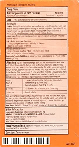 Metamucil Fiber Singles Smooth Texture Sugar Free Orange - 30 Packets