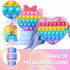 OUMEE 2 Pack Pop Purse Bag Fidget Toys for Girls, Easter Gift Rainbow Pop Fidgets Shoulder Bag Crossbody, Silicone Push Bubble Popper Backpack Easter Decoration Pop Toy for Stress Relief (Cat&Heart)