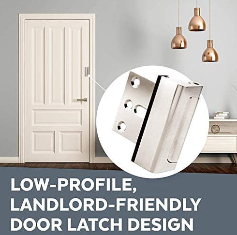 Door Lock for Home Security (2-Pack) - Easy to Install Door Latch Device, Aluminum Construction, Satin Nickel Door Locks for Door Security | Child Proof & Tamper Resistant, Door Locks
