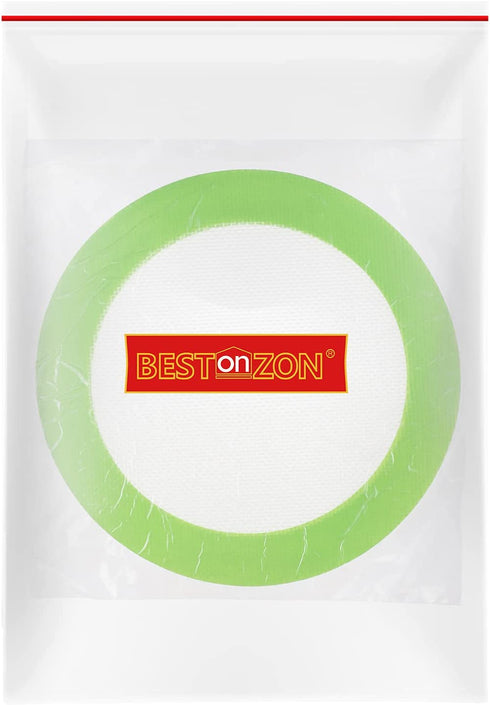 BESTonZON Silicone Baking Mats, 3-Pack Non-Stick Round Silicone Baking Sheet Liner,Reusable Heat Resistant Baking Pastry Sheets Round(Green)