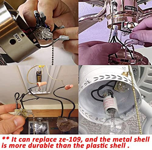 Ceiling Fan Switch Zing Ear ZE-109M Pull Chain Switch On/Off Light Switch for Hunter Ceiling Fan Light Lamp Replacement