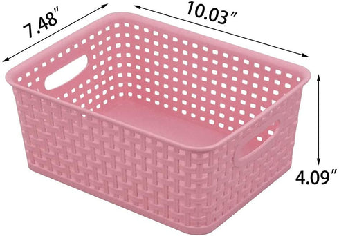 Waikhomes 6-Pack Plastic Weave Baskets, Desktop Pantry Organizer Basket Bins