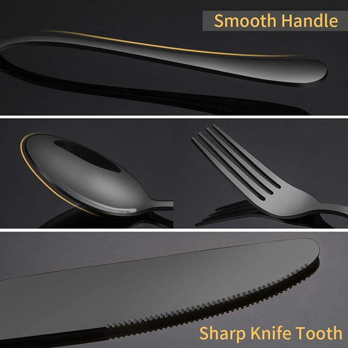 Black Silverware Set, Aisoso 20 Piece Stainless Steel Flatware Cutlery Set Service for 4, Include Knife Fork Spoon, Stylish Mirror Finish, Dishwasher Safe Perfect for Home Kitchen Restaurant