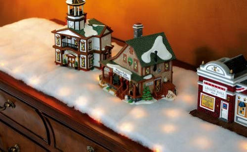 Collections Etc LED Snow Battery Operated Table Runner