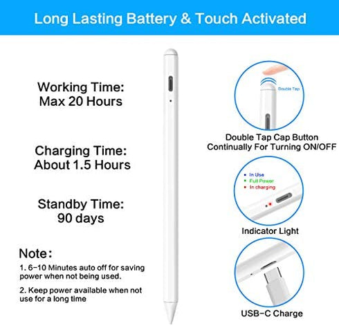 Stylus Pen for Apple iPad Pencil - Pen for iPad 9th 8th 7th 6th Gen Palm Rejection for Apple Pencil 2nd Generation Compatible 2018-2022 iPad Mini 6th 5th iPad Air 5th 4th 3rd iPad Pro 11-12.9 Inch