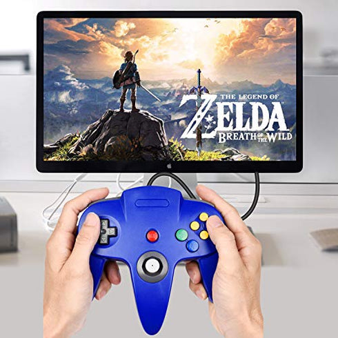 Classic N64 Controller, SAFFUN N64 Wired USB PC Game pad Joystick, N64 Bit USB Wired Game Stick Joy pad Controller for Windows PC MAC Linux Raspberry Pi 3 Sega Genesis Higan (Grey)