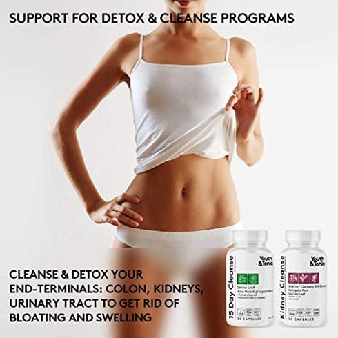 Full Body Cleanse Detox for Women & Men to Flush Out Residual Waste & Excess Water Weight | Colon Kidney Urinary Tract & Fluid Loss Support | Diuretic Pills for Belly Bloat & Swelling to Feel Lighter