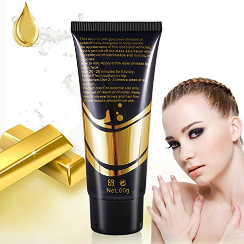 Mabox 24K Gold Facial Mask with Anti Aging and Wrinkle Formula Collagen Peel-Off Mask Brightens & Firms skin while helping remove and prevent blackheads and discoloration