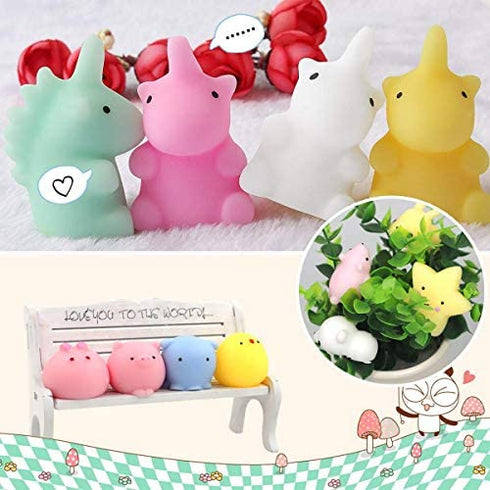 POKONBOY 25pcs Mochi Squishy Toys, Mini Kawaii Squishies Animals with Storage Bag Party Favor for Kids Stress Relief Toys Classroom Prizes Easter Basket Stuffers for Boys and Girls Age 3+