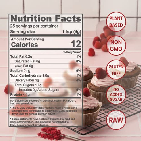 Jungle Powders Raspberry Powder 3.5oz, Powdered Unsweetened Freeze Dried Raspberries, Additive, Filler, and GMO Free Red Superfood Extract for Baking