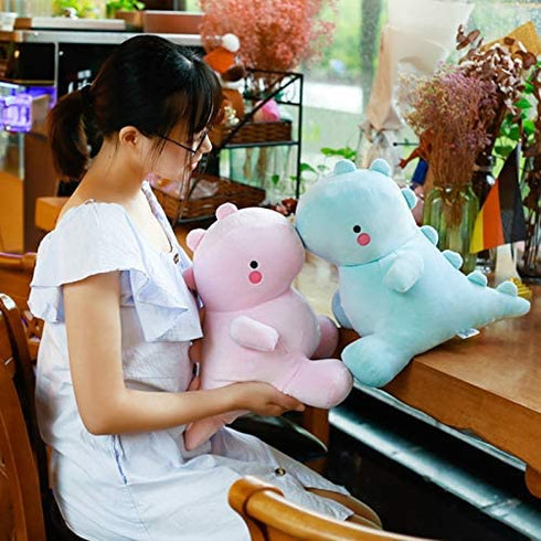 YUESUO Cute Stuffed Dinosaur Toy Plush Doll Soft Stuffed Animals Dino Plushie Soft Birthday Gifts for Kids Girls Boys Pink 11.8 inch
