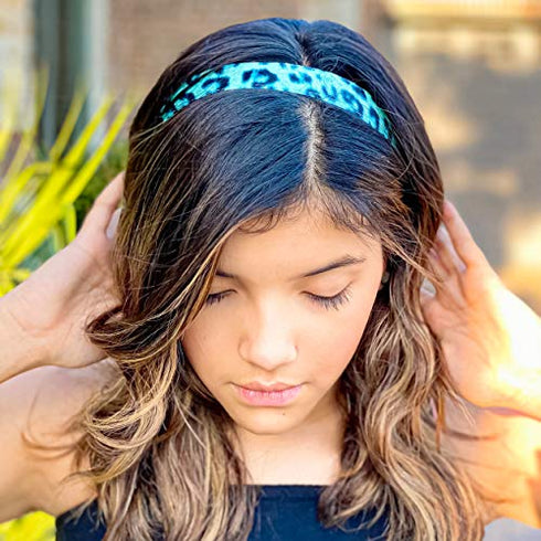 FROG SAC 4 Cheetah Headbands for Girls, Reversible Nonslip Velvet Leopard Print Headband Pack, Elastic Leopard Headbands for Women, Cute Animal Print Hair Accessories for Teens