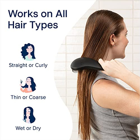 Crave Naturals Glide Thru Detangling Hair Brush for Adults & Kids Hair - Detangler Brush for Natural, Curly, Straight, Wet or Dry Hair - Hairbrush for Men & Women - 1 Pack - Black