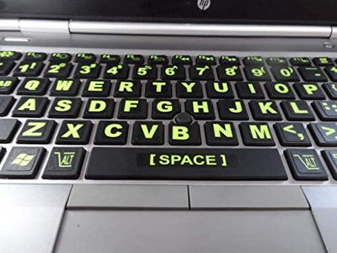 Keyboard Stickers with Luminescent Inlays Plus USB Light. Extra Large Symbols. Inlays (Not Printed). Will Not Wear or Fade. U.S. English Laptop & PC