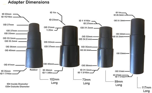 Vacuum Hose Adapter Kit and Cone Reducers 8 Attachments Fits 7/8 in to 1 3/4 in Includes 1 Rubber Reducer