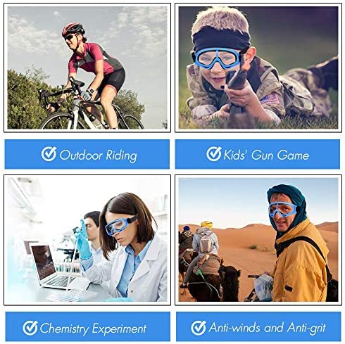 POKONBOY 2 Pack Protective Goggles / Safety Glasses / Motorcycle Eyewear with Bandanas - Compatible with Nerf Game Battle for Kids (Red & Blue)