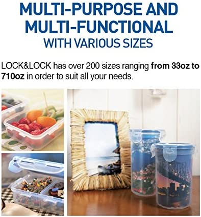 (Pack of 4) LOCK & LOCK Airtight Rectangular Food Storage Container 6-oz / 0.76-cup
