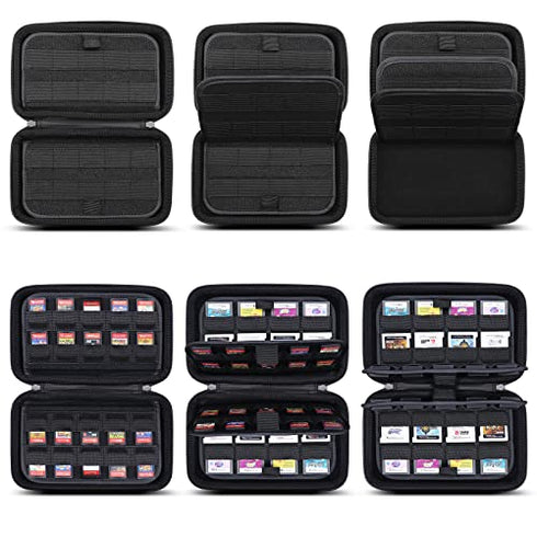 sisma 72 Games Organizer Compatible with Nintendo Game Cartridges, Fits 40 Switch Games and 32 DS 3DS Games, Game Card Holders Grey Storage Case