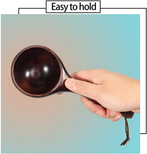 2Pcs Bath Salt Scoop Wooden Ladle Spoon Scoops for Canisters Flour Scoop Ladles for Cooking (Brown and yellow wood)