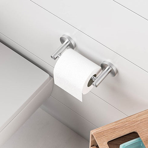 Solid Brushed Nickel Pivoting Toilet Paper Holder - Polished Chrome Bathroom Accessories - 304 Stainless Steel and Zinc Alloy Made - No Rust or Corrosion 8.7 x 3 x 2 inch