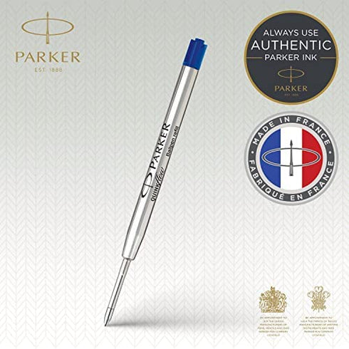 Parker QUINKflow Ballpoint Pen Ink Refills, Medium Tip, Blue, 6 Count Value Pack (2025156)