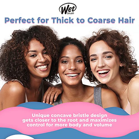 Wet Brush Volume & Body Round Brush for Thick to Coarse Hair - Volumizing Salon Blow-Out with Less Pain, Effort & Breakage - Professional & Lightweight Natural Boar Bristle Detangles and Removes Knots