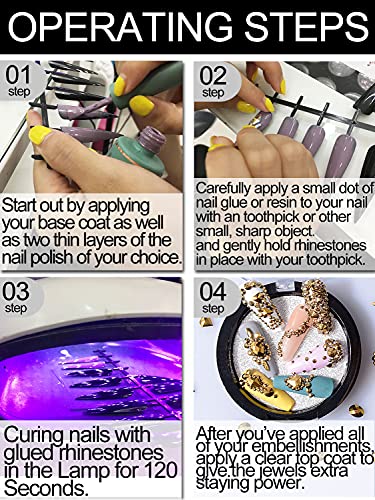 Warmfits 3600pcs Nail Art Rhinestone Crystal Gold Rhinestones Beads Nail Jewels Nail Design Round Flatback Gems Stones Studs 6 Sizes with Box for Nail Design Craft Art Shoes