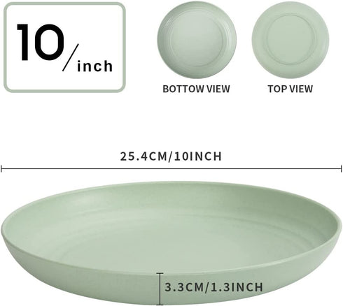 6 PACK 10 Inch Lightweight Wheat Straw Plates, SGAOFIEE Unbreakable Wheat Straw Plates, Reusable Plate Set, Dishwasher & Microwave Safe, Healthy for Kids Children & Adult