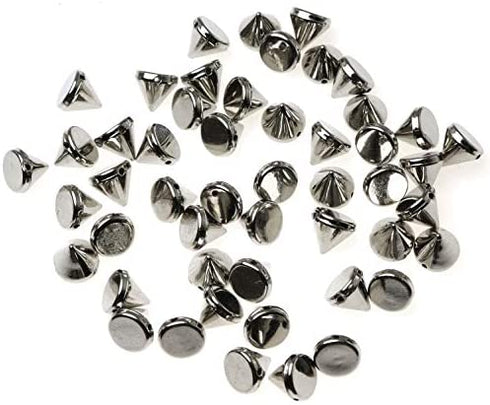 PSCCO 100pcs Bullet Cone Rivets Spike Studs Bead Sewing Bracelets Sew On,Stick On,DIY Garments Accessories 8mm (Silver+Light Golden)