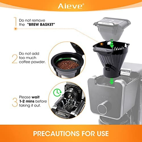 AIEVE Reusable Coffee Pods Compatible with Ninja Dual Brew Coffee Maker, 2 Pack Reusable K Pod Permanent K Cups Filters Coffee Accessories Compatible with Ninja CFP201 CFP301 CFP400 Dual Brew Pro