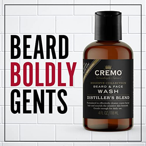 Cremo Distiller's Blend (Reserve Collection) Beard and Face Wash, Specifically Designed to Clean Coarse Facial Hair, 4 Fluid Oz