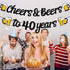 Cheers and Beers to 40th Years Banner 40th Birthday Decorations for Men Women 40s Birthday Backdrop Wedding Anniversary Party Supplies Black Glitter Decorations Pre-Strung