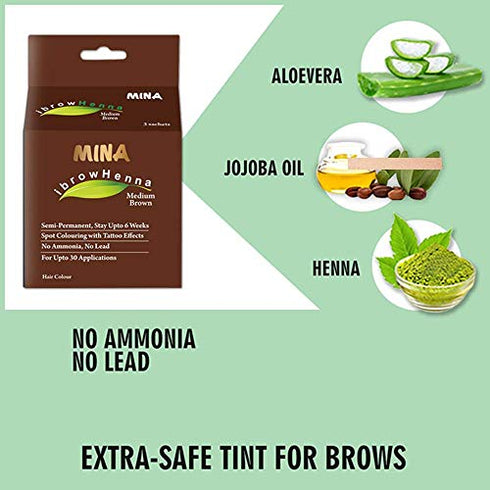 Mina ibrow Henna Medium Brown regular Pack for Hair Coloring (Effectively covers resistant grey hair)