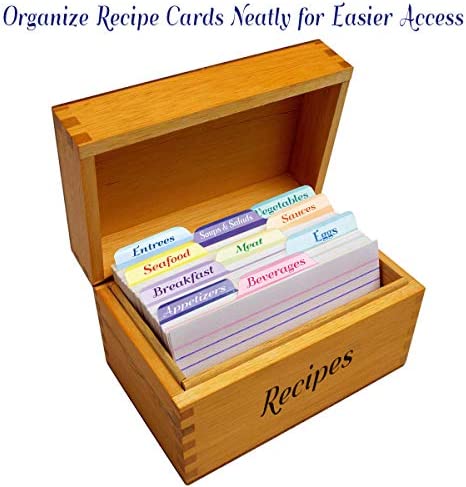 24 Recipe Card Dividers 4x6 with Tabs Recipe Box dividers Helps Organize Recipe Box for Holiday Party Supplies (Watercolor)