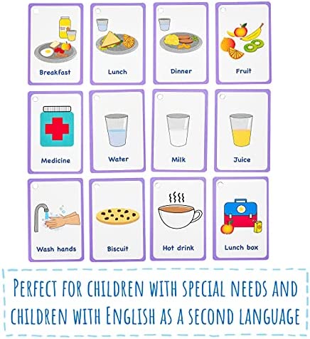 My Meal and Snacks Cards 12 Flash Cards for Visual aid Special Ed, Speech Delay Non Verbal Children and Adults with Autism or Special Needs
