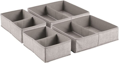 mDesign Soft Fabric Dresser Drawer and Closet Storage Organizer Set for Child/Kids Room, Nursery, Playroom, Bedroom - Rectangular Organizer Bins with Textured Print - Set of 4 - Linen/Tan