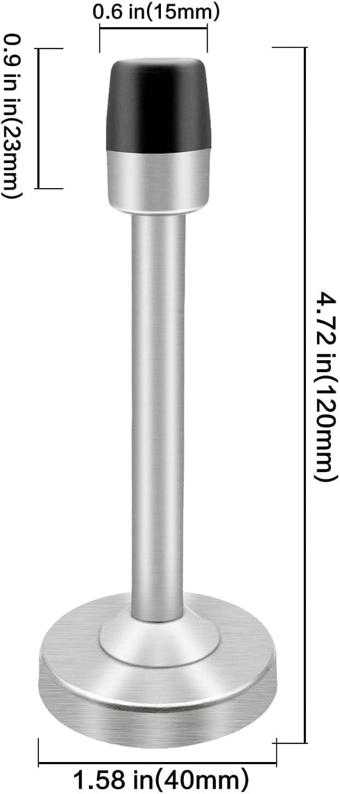 Door Stopper, Long Door Stops, 304 Stainless Steel Sound Dampening Door Stop Bumper Wall Protector, Brushed Door Stop Door Holder for Home Office Garage 5 inch 1 Pack Silver