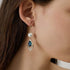 Elegant Blue Crystal Teardrop Dangle Earrings for Women,Giftable Weddings Jewelry for Bride Bridesmaid,14K Gold and Blue Zircon Drop Earrings