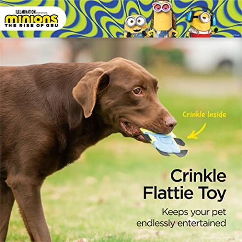 Minions: The Rise of Gru Bob Plush Flat Crinkle Dog Toy | No Stuffing Dog Toy| Gifts Fans and Their Pets | Officially Licensed Pet Product from Universal Studios
