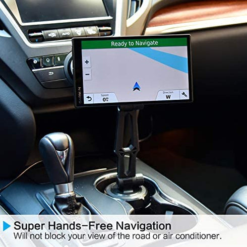GPS Car Mount Cup Holder with Adjustable Arm for Garmin - Replacement GPS Cupholder Ball Mount for Garmin Nuvi Dezl Drive Drivesmart Zumo Driveassist DriveLuxe StreetPilot RV Portable Navigator