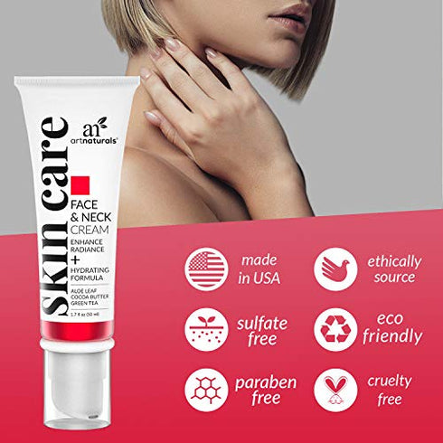 artnaturals Face & Neck Firming Cream - Anti Aging Moisturizer for Neck & Décolleté - For Tightening & Lifting Sagging Skin - Antiwrinkle, Reduces Fine Lines w/ Vitamin C & Hylauronic Acid - 1.7 Fl