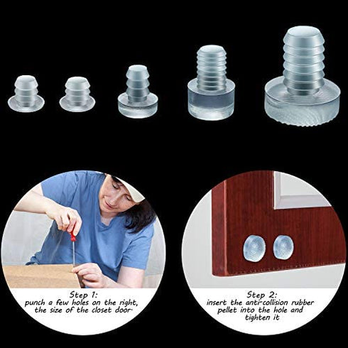 Glass Table Top Bumpers Clear Rubber Table Glass Bumper with Stem 5 Size Clear Anti Slip Pads Non Adhesive Glass Table Rubber Grippers for Table Furniture Cabinet (150 Pieces)