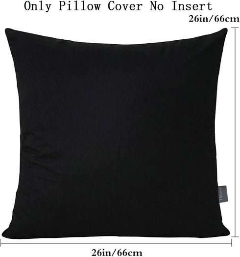 4-Pack 100% Cotton Comfortable Solid Decorative Throw Pillow Case Square Cushion Cover Pillowcase Sublimation Blank Pillow Covers(Cover Only,No Insert) (26x26 inch/ 66x66cm, Black)