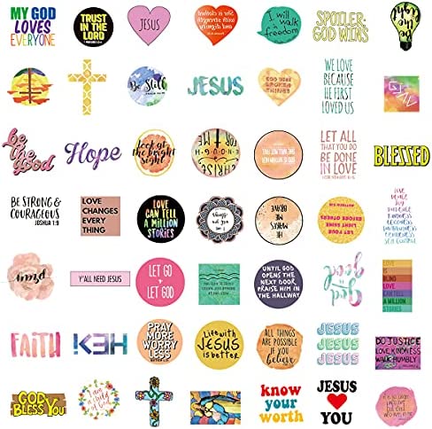 100 PCS Jesus Christian Bible Stickers,Vinyl Waterproof Stickers, Religious Bible Laptop Faith Stickers, Cross Wisdom Words Decals Stickers for Water Bottles, Christian Gifts