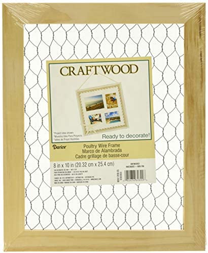 Darice Chicken Wire Frame (1pc) – Unfinished Wood Frame Ready to Decorate and Embellish – Add Photos, Banners, Jewelry, Prints and More – Easy to Hang – Measures 9.5”x11.5” Outside, 8"x 10" Interior
