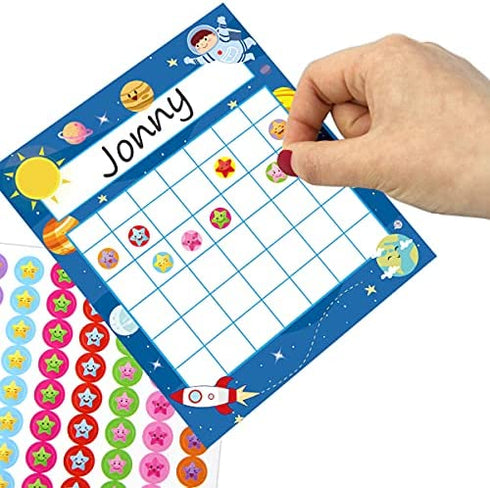 60 Classroom Incentive Chart in 2 Designs Space and Animal Theme with 1056 Star Stickers for Teachers Students