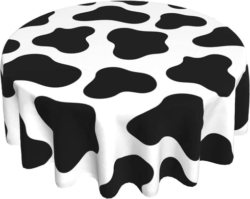 Cow Print Tablecloth Round Washable Table Cover for Kitchen Dining Picnic Party Table Mats 60 Inch